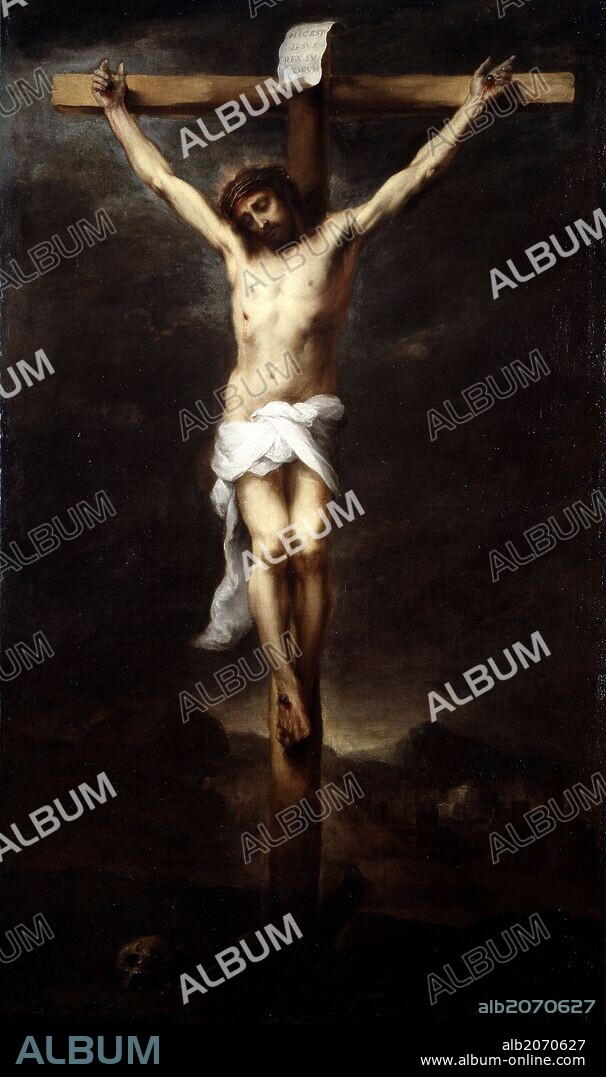 BARTOLOMÉ ESTEBAN MURILLO. Bartolomé Esteban Murillo / 'Cristo en la Cruz', Hacia 1675, Escuela Española, Óleo sobre Lienzo, 185 cm x 109 cm, P00966.