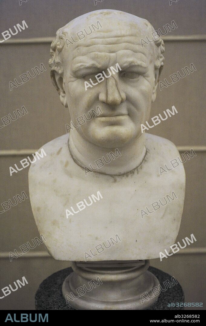 Vespasian (9-79 AD). Roman emperor. Flavian dynasty. Modern bust (17th century ?). Gallery of the emperors. National Archaeological Museum. Naples. Italy.