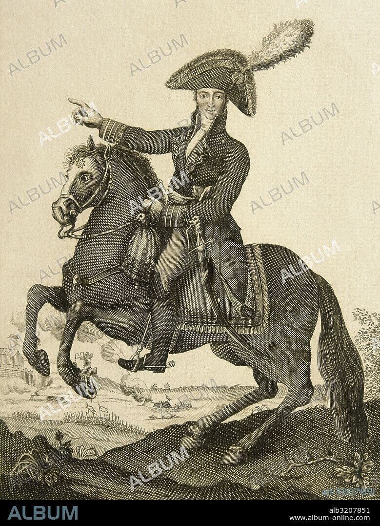 PALAFOX Y MELCI, José de Rebolledo (Zaragoza, 1776-Madrid, 1847). Militar español. Capitán General de Aragón. El rey Fernando VII le nombró duque de Zaragoza y grande de España. Grabado del siglo XIX.