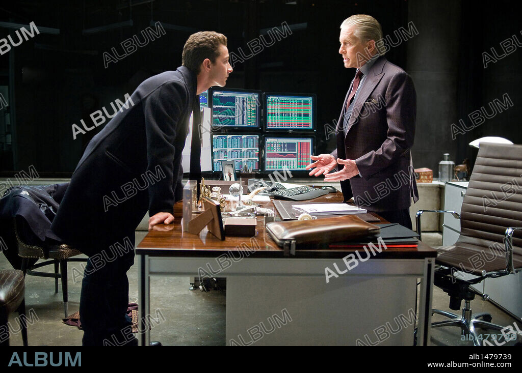 MICHAEL DOUGLAS and SHIA LABEOUF in WALL STREET: MONEY NEVER SLEEPS, 2010, directed by OLIVER STONE. Copyright EDWARD R. PRESSMAN FILM.