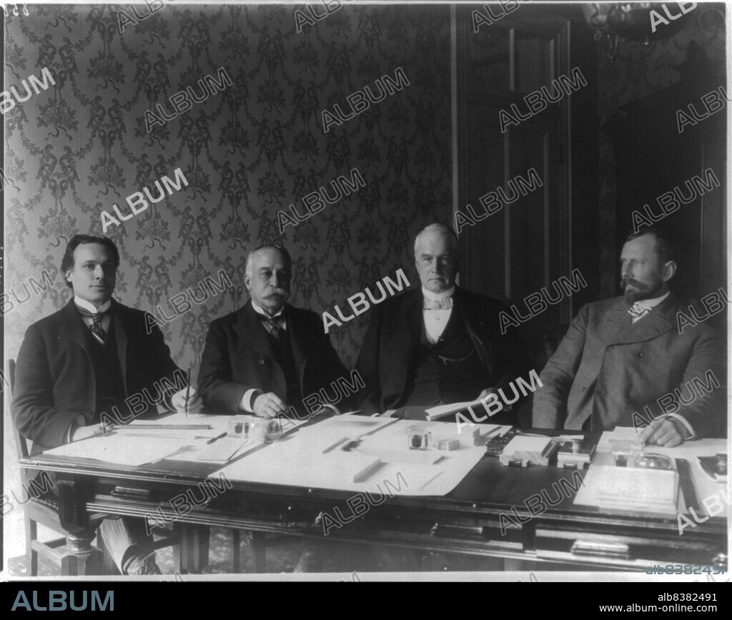 First Philippine Commission: Jacob G. Schurman, Admiral Dewey, Charels Denby, and Dean C. Worcester (Gen. Elwell S. Otis not present), 1899.