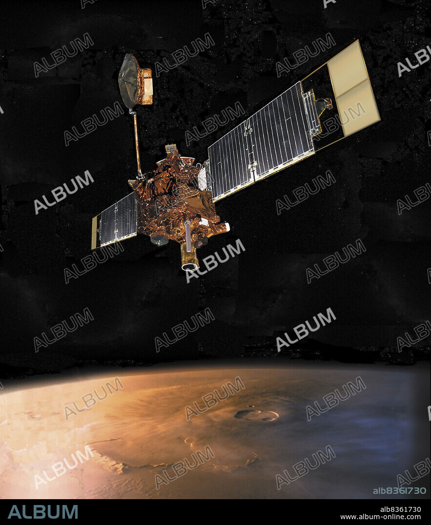 Mars Global Surveyor over Olympus Mons.