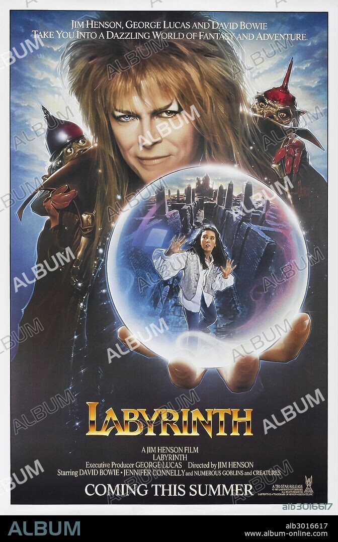Poster de DENTRO DEL LABERINTO, 1986 (LABYRINTH), dirigida por JIM HENSON. Copyright TRISTAR PICTURES.
