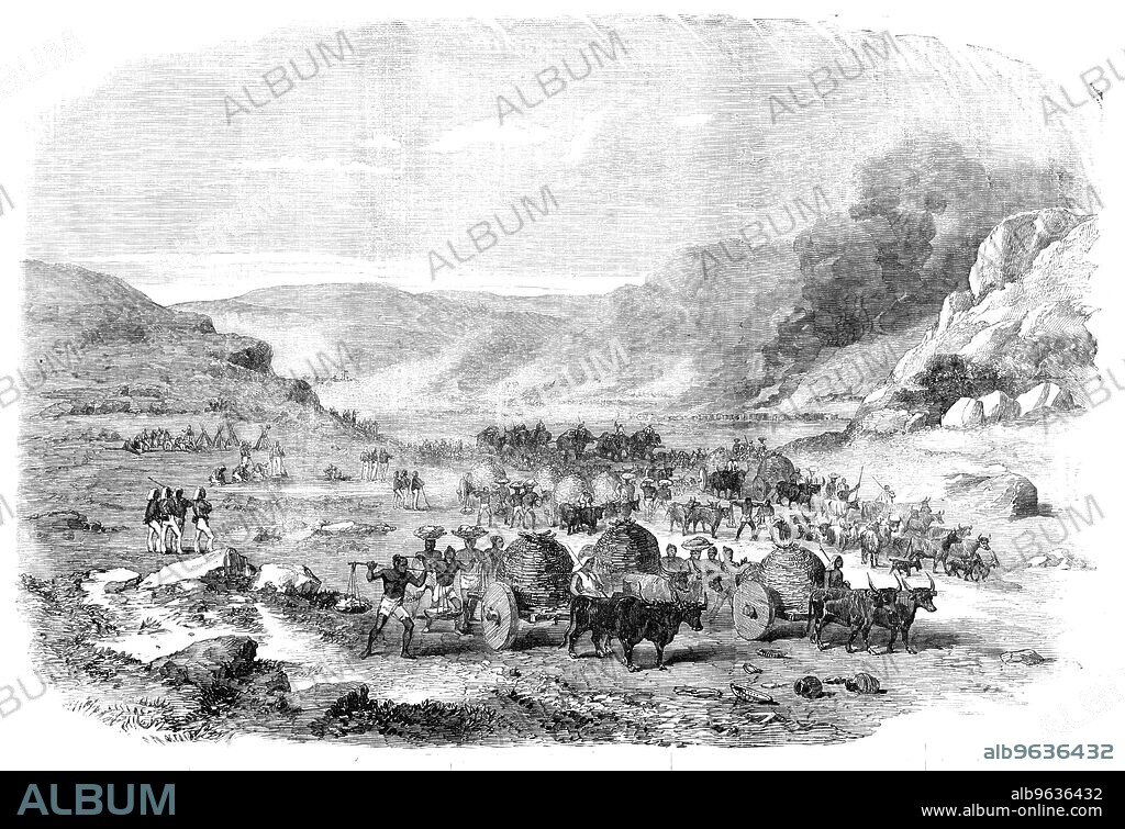 The 45th Regiment, Native Infantry, Burning a Santhal Village and Recovering Plunder, 1856. British Army responds to an uprising by the Santhal people in present-day Jharkhand and West Bengal: '...a band of armed Santhals had decapitated a police-officer in the hills...and were plundering the neighbouring villages. The intelligence...was disbelieved, from the simple fact that the Santhals had up to that moment borne the character of being the most truthful, faithful, gentle, and harmless race in India. Rapid and repeated messages, however, pouring in one after the other, soon confirmed the truth of the first report; and it was too soon discovered that this race of men, naturally the most cowardly and harmless of the human race, were all of a sudden turned into the cruelest, boldest, and most bloodthirsty wretches that ever disgraced the face of the earth'. From "Illustrated London News", 1856.