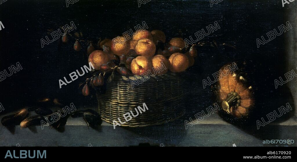 JUAN VAN DER HAMEN (1596-1631). BODEGON DE FRUTAS Y HORTALIZAS - 1623 - OLEO/LIENZO - 56 x 110 cm - NP 1165 - BARROCO ESPAÑOL.