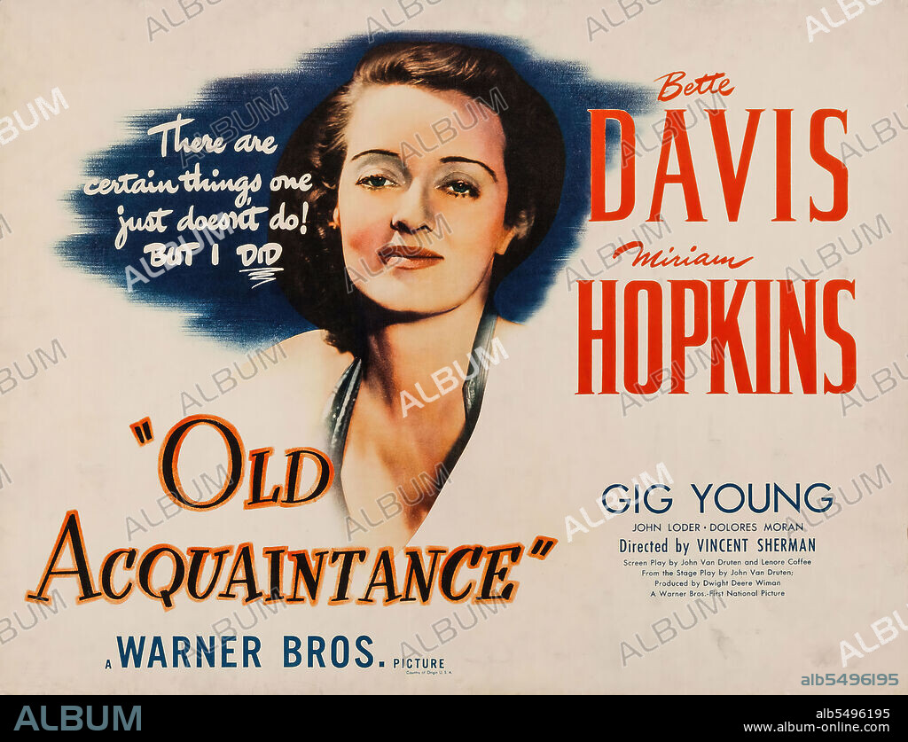 BETTE DAVIS in OLD ACQUAINTANCE, 1943, directed by VINCENT SHERMAN. Copyright WARNER BROTHERS.