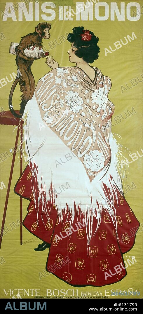RAMON CASAS Y CARBO. CARTEL DE ANIS EL MONO.