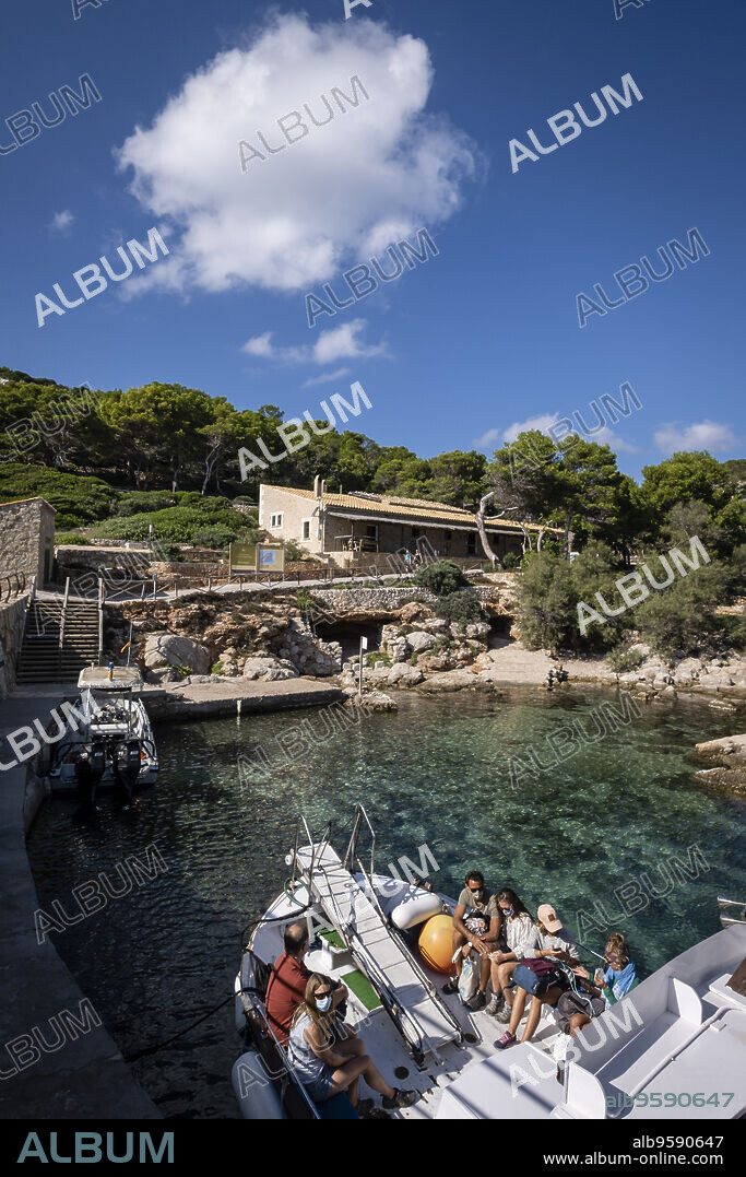 Margarita boat, Des Lledó port, sa Dragonera natural park, Mallorca, Balearic Islands, Spain.