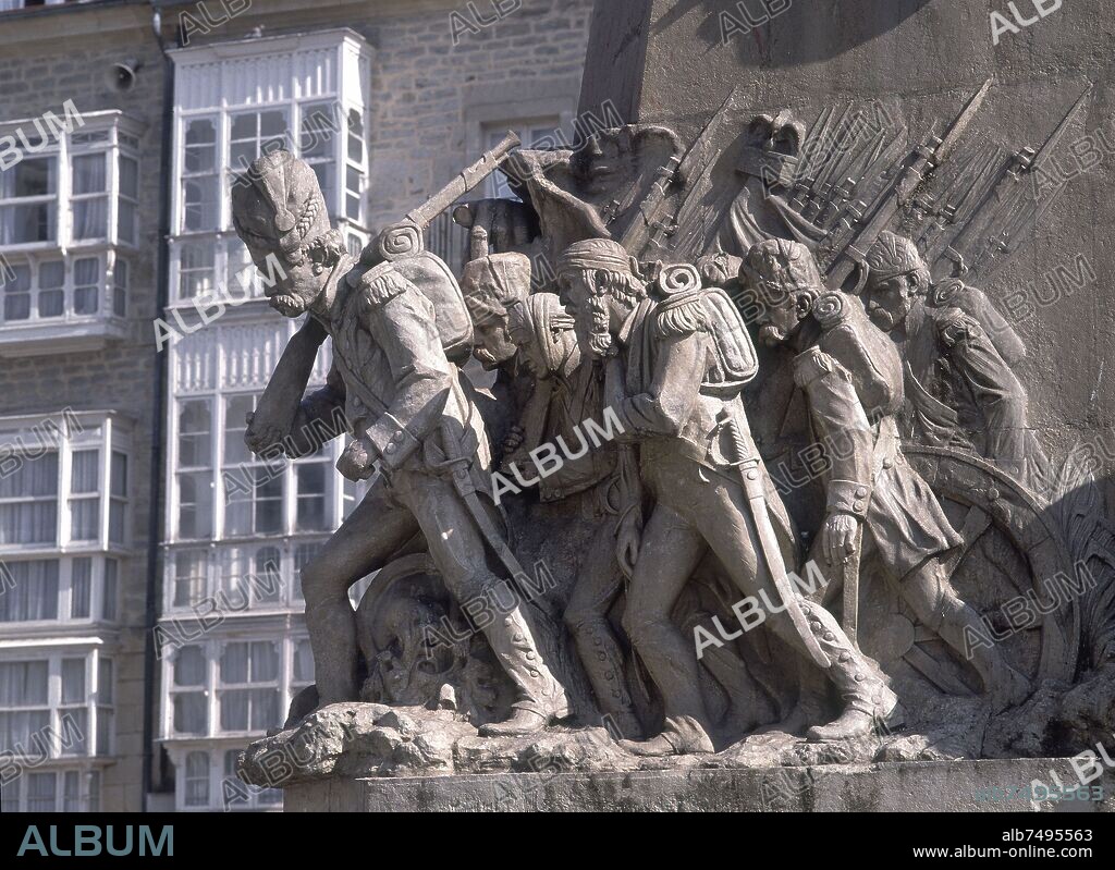 MONUMENTO INDEPENDENCIA DE ESPAÑA EN LA BATALLA DE VITORIA-21 JUNIO DE 1813-PLAZA VIRGEN BLANCA-DET.