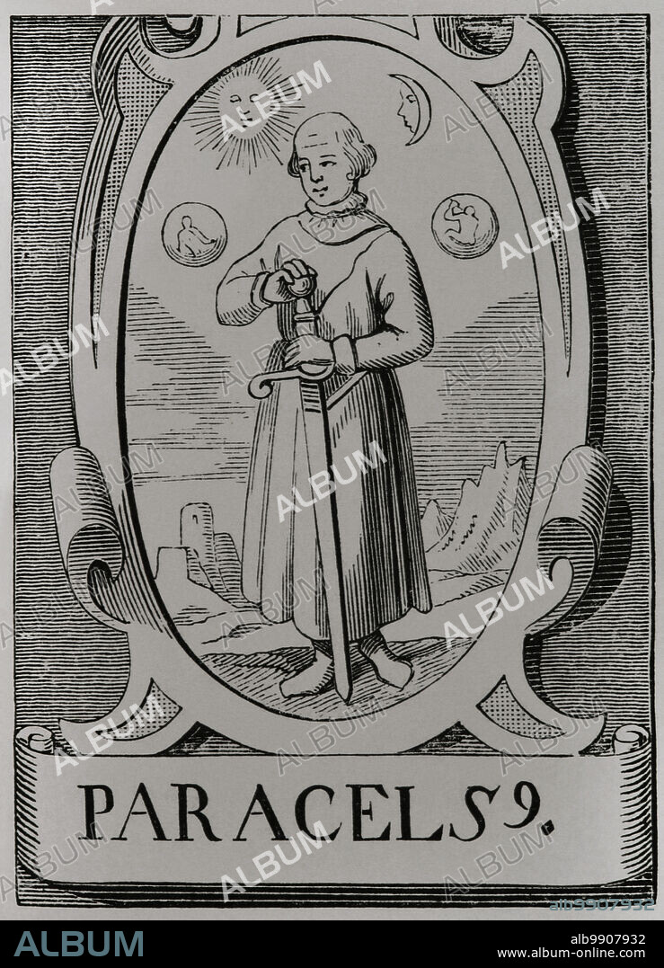 JEAN DE VRIES. 16TH-CENTURY ARTIST.. Paracelso (1493-1541). Médico y alquimista suizo. Retrato según un grabado de Jean de Vries. Sciences & Lettres au Moyen Age et à l'époque de la Renaissance. París, 1877.