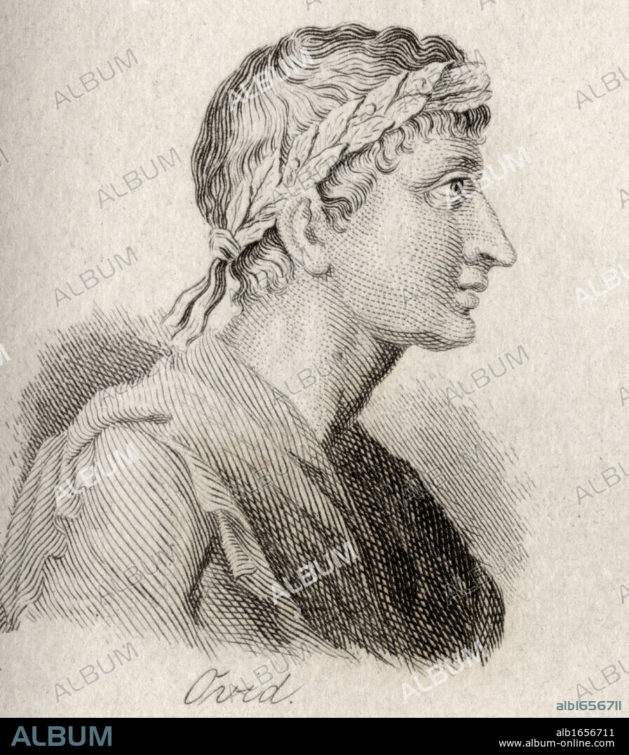 Ovid, Publius Ovidius Naso, 43 BC - 17AD. Roman poet. Engraved by J.W.Cook.