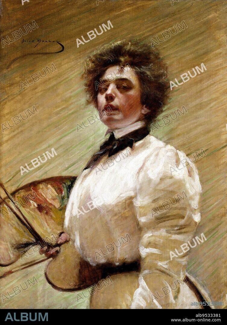 ALICE PIKE BARNEY. Self-Portrait with Palette. oil on canvas. Date: ca. 1906.