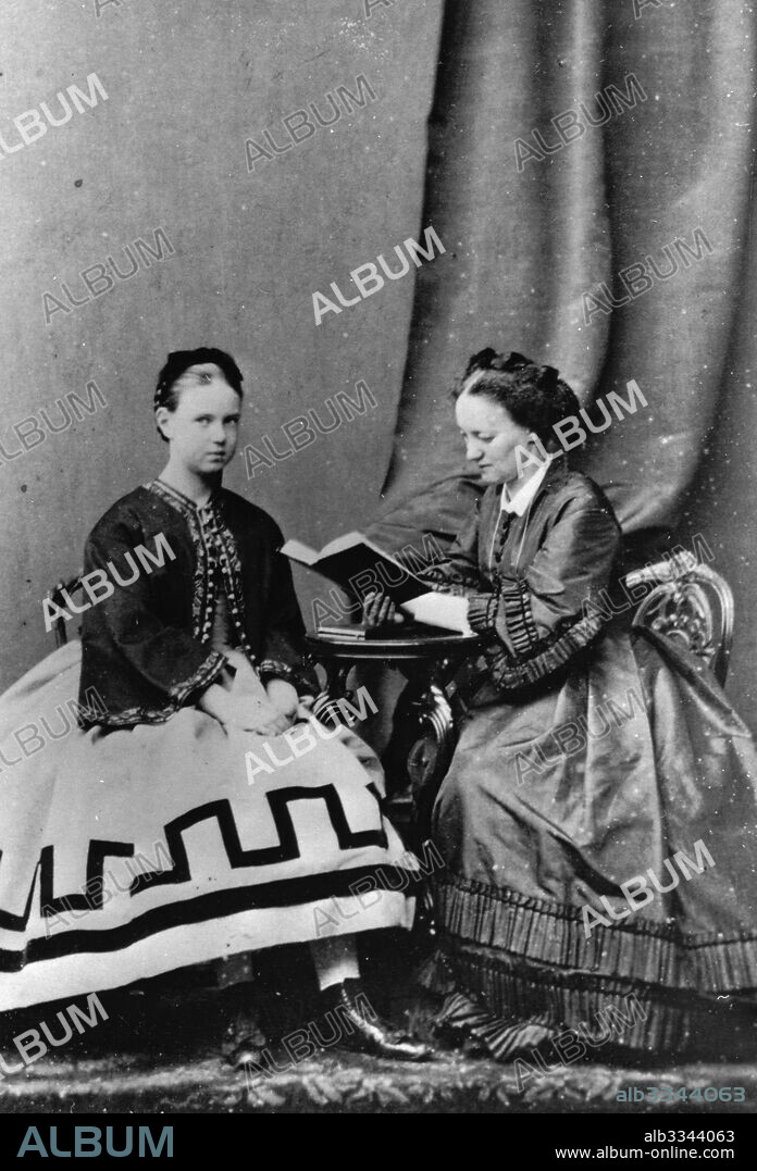 RUSSIAN PHOTOGRAPHER. Grand Duchess Maria Alexandrovna of Russia (1853-1920) with Anna Tyutcheva, Daughter of Poet Fyodor Tyutchev.