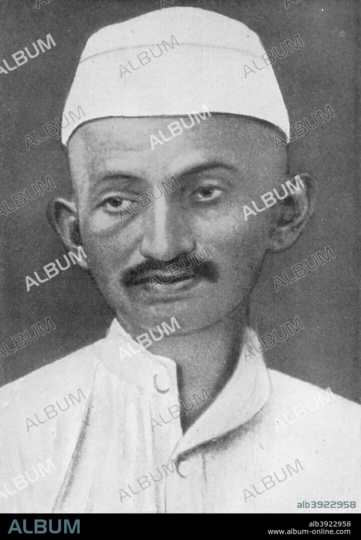 Mohandas Karamchand Gandhi (1869-1948), Indian nationalist leader, 1926. Mahatma (Great Soul) Gandhi was an Indian nationalist leader and organiser of the non-cooperative movement against British rule in India. From An Outline of Christianity, The Story of Our Civilisation, volume 5: Christianity Today and Tomorrow, edited by RG Parsons and AS Peake, published by the Waverley Book Club (London, 1926).
