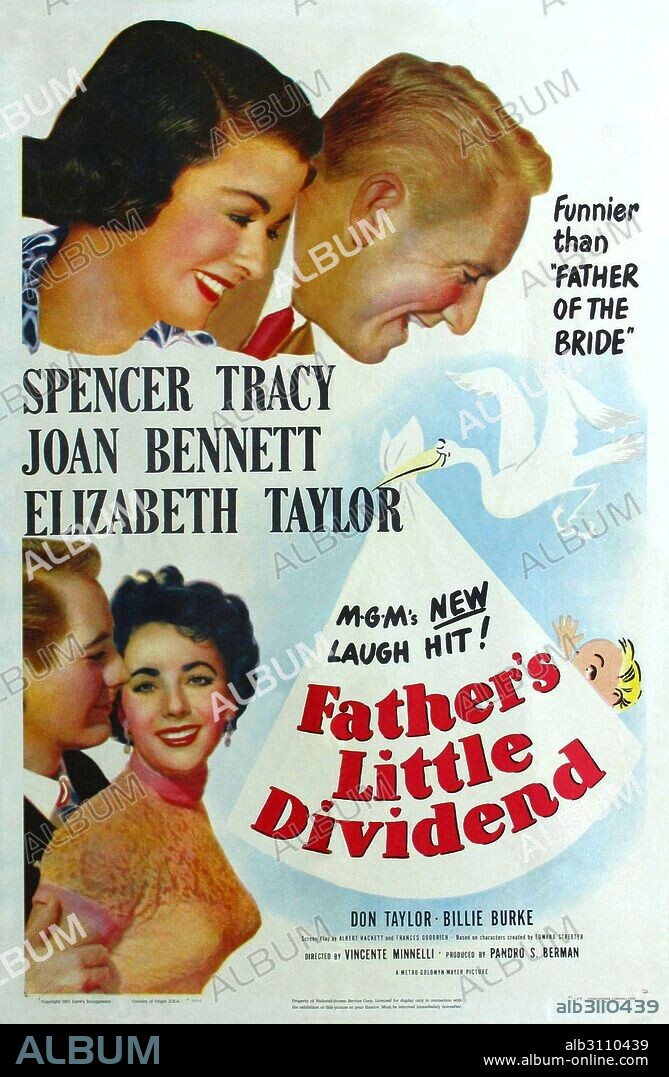 Poster de EL PADRE ES ABUELO, 1951 (FATHER'S LITTLE DIVIDEND), dirigida por VINCENTE MINNELLI. Copyright M.G.M.