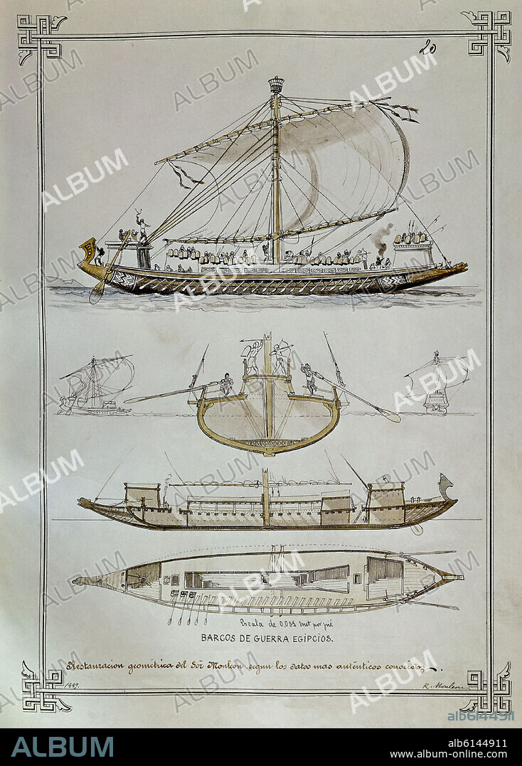 RAFAEL MONLEON. BARCOS DE GUERRA EGIPCIOS.
