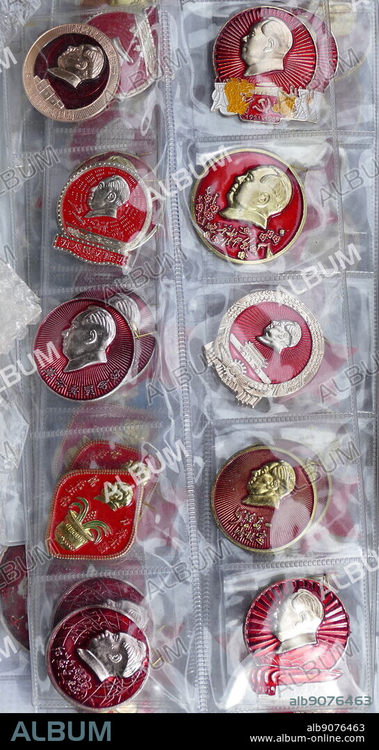 badges depicting the portrait of Mao Zedong were an important part of the cult of personality surrounding the Chinese communist leader in the 1960's.