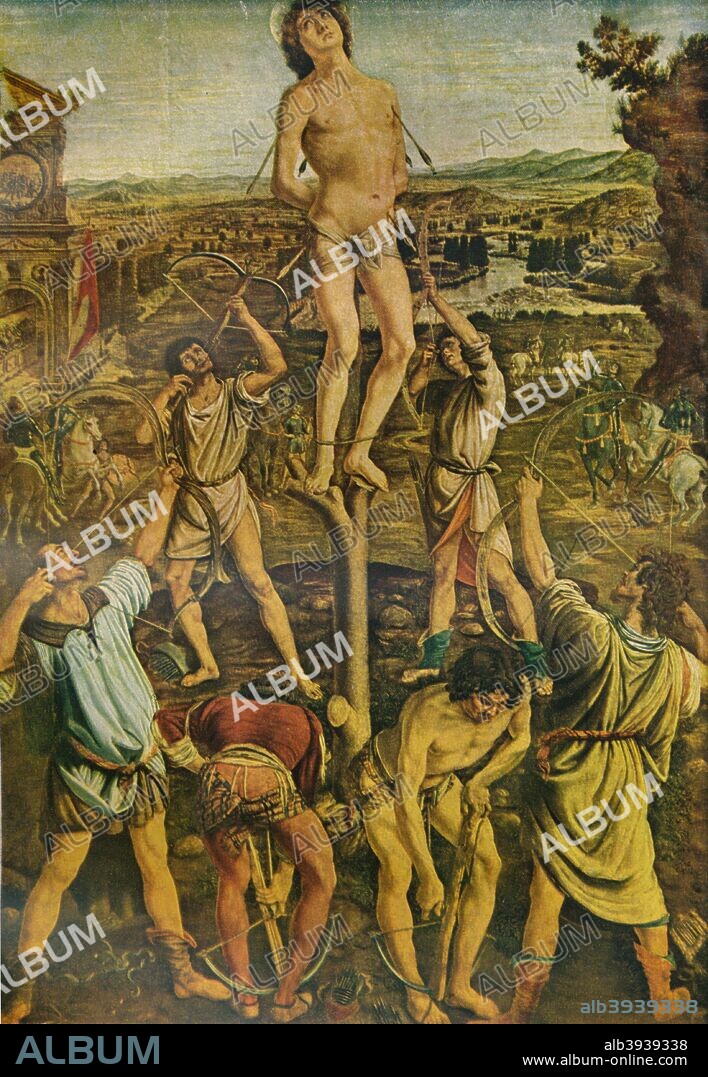 The Martyrdom of Saint Sebastian, 1475. Painting held in The National Gallery, London. From A History of Painting Vol. 1 by Haldane MacFall [T.C. and E.C. Jack, London & Edinburgh, 1911.].