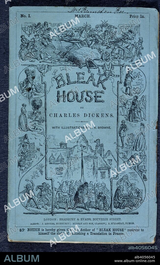 CHARLES DICKENS. Bleak House. Bleak House ... With illustrations by H. K. Browne. London: Bradbury & Evans, 1853 [1852, 53]. Title page to Bleak House.  Image taken from Bleak House With illustrations by H. K. Browne..  Originally published/produced in London: Bradbury & Evans, 1853 [1852, 53]. . Source: Dex.287,.