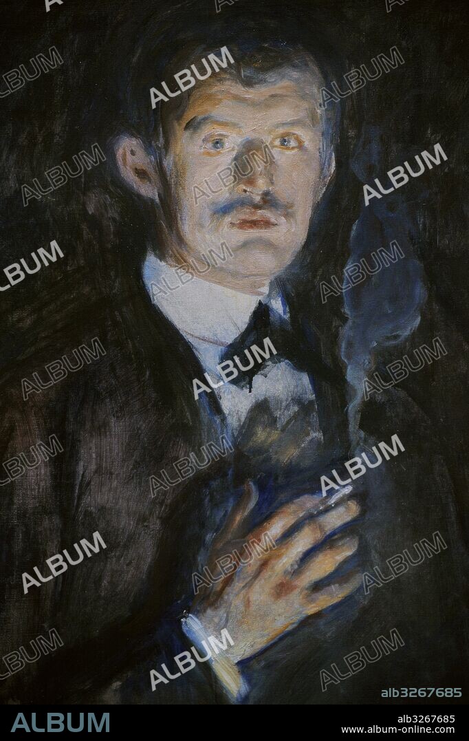 Edvard Munch (1863-1944). Norwegian painter. Self-Portrait with Cigarette, 1895. Detail. National Gallery. Oslo. Norway.