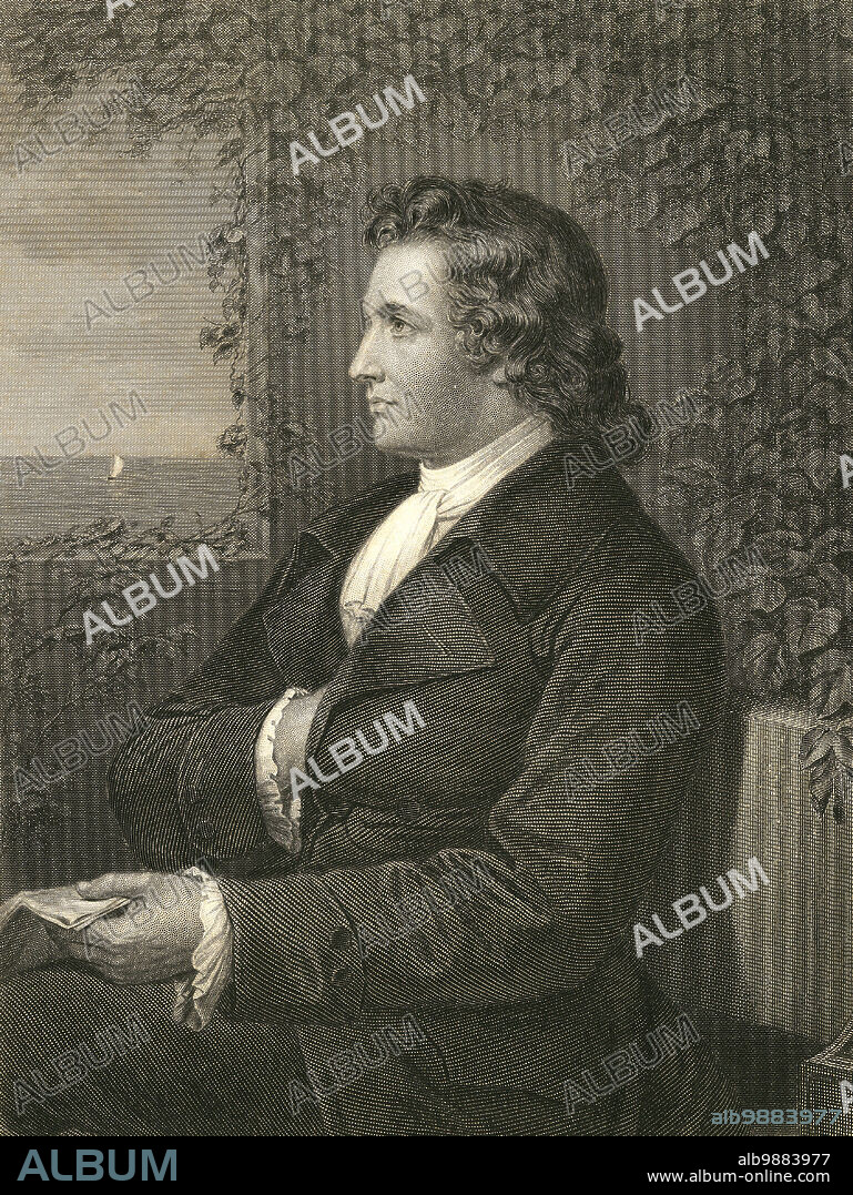 Johann Wolfgang Goethe, from 1782 von Goethe (August 28, 1749 - March 22, 1832), was a German poet, politician and naturalist, from a painting by Alonzo Chappel, Historic, digitally restored reproduction from a 19th-century original.