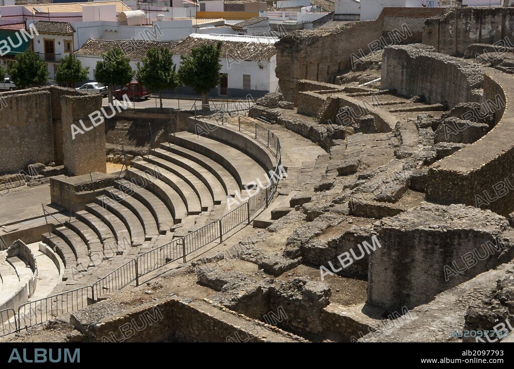 Roman Art. Spain. Italica. Theatre. Its construction began under Emperor Augustus (1st century BC-1st century AD). Cavea. Santiponce. Andalusia.
