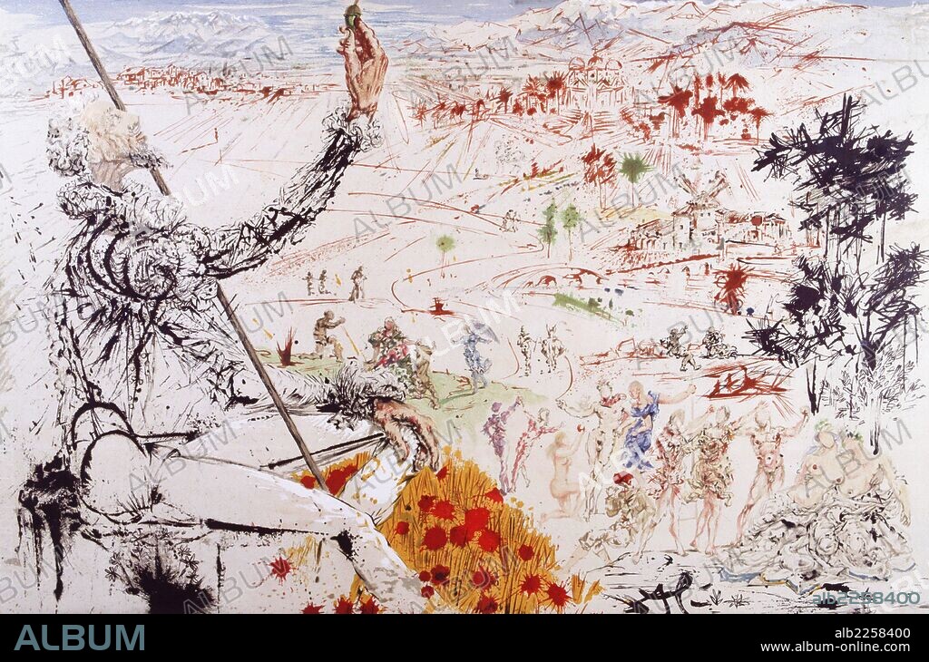SALVADOR DALÍ. CERVANTES SAAVEDRA, MIGUEL. DON QUIJOTE ESCRITOR ESPAÑOL. ALCALA DE HENARES 1547-1616 ILUSTRACION PARA " DON QUIJOTE " DE SALVADOR DALI  ATENCION: AUTOR CONTEMPORANEO SUJETO A COPYRIGHT ©. EL CLIENTE FINAL ES RESPONSABLE DE LA GESTION DE LOS DERECHOS DE AUTOR CON LAS SOCIEDADES EXISTENTES DE GESTION DE DERECHOS O DIRECTAMENTE CON LOS ORGANISMOS TITULARES DE LOS MISMOS.