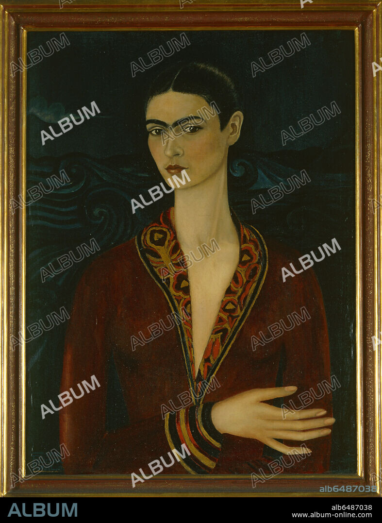 FRIDA KAHLO. Self-Portrait Wearing a Velvet Dress, 1926. 
 
Private collectin, courtesy GalerÃ­a Avril, Mexico City.