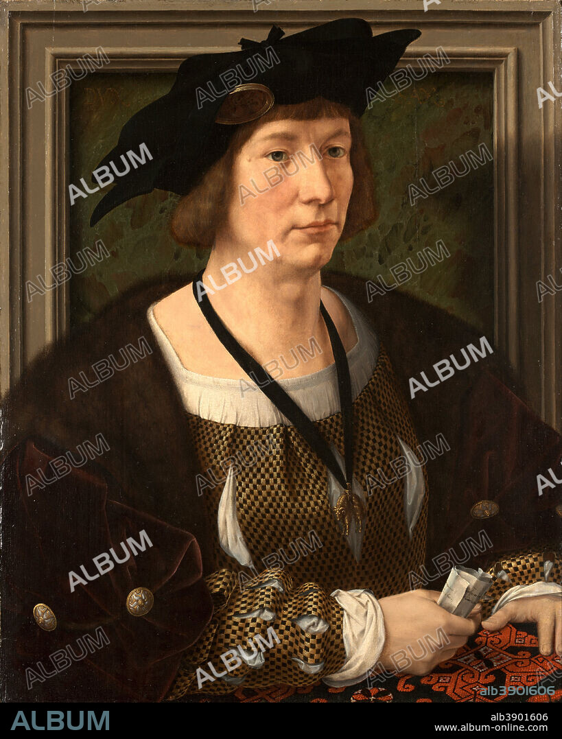 JAN GOSSART, CALLED MABUSE. Portrait of Hendrik III, Count of Nassau-Breda. Date/Period: Ca. 1516-17. Painting. Oil on panel. Height: 57.20 mm (2.25 in); Width: 45.80 mm (1.80 in).