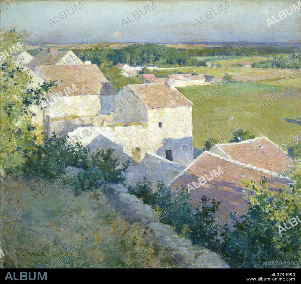 WILLARD LEROY METCALF. Midsummer Twilight. Dated: c. 1890. Dimensions: overall: 81.6 x 90.2 cm (32 1/8 x 35 1/2 in.)  framed: 97.8 x 106.7 x 5.7 cm (38 1/2 x 42 x 2 1/4 in.). Medium: oil on canvas.