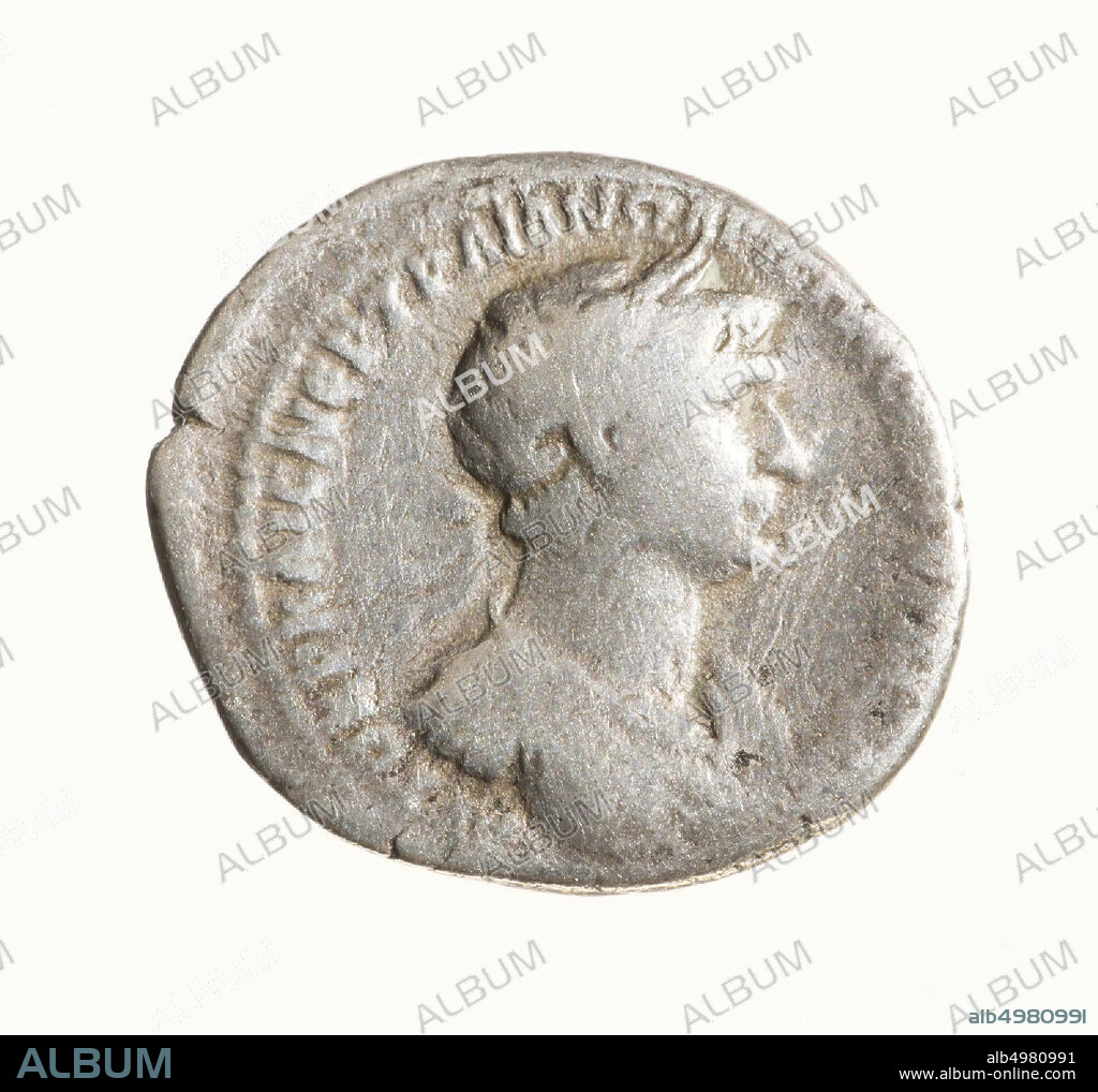 Obverse: Trajan, right, honored. High relief, heavily worn, remnants of Greek inscription. Reverse: Knots. Remains of Greek inscription., Coin, drachma of Trajan, metal, silver, diam: 1,6 cm, wt. 3.03 grams, 98-117 AD, unknown.