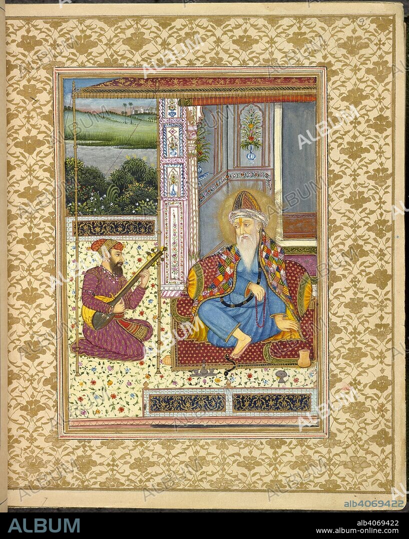 Guru Nanak. The Jewel of the Essence of All Sciences. India, 1840. Guru Nanak (1469-1539). Indian religious leader, and founder of Sikhism. Portrait from the Sarvasiddhantatattvacudamani, a treatise on the Zodiac with numerous painted illustrations.  Image taken from The Jewel of the Essence of All Sciences.  Originally published/produced in India, 1840. . Source: Or. 5259, f.9. Language: Sanskrit.