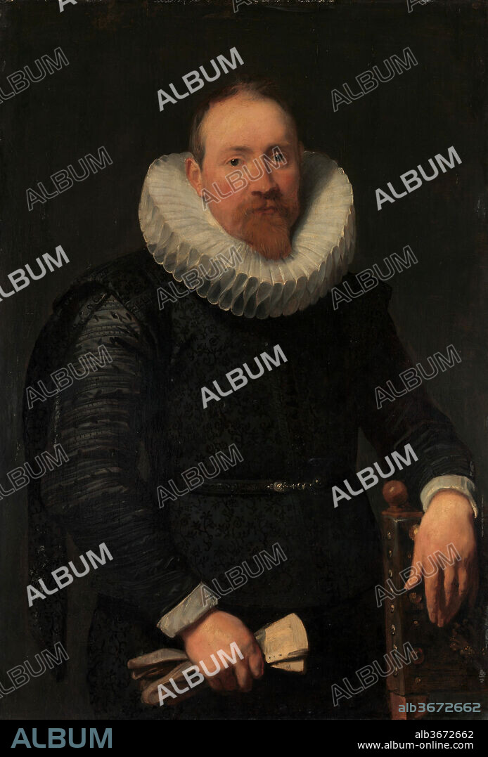 ANTON VAN DYCK. Portrait of a Man. Artist: Anthony van Dyck (Flemish, Antwerp 1599-1641 London). Dimensions: 41 3/4 x 28 5/8 in. (106 x 72.7 cm). Date: ca. 1618.
This impressive portrait, painted about 1618 when the artist was eighteen or nineteen years old, is very close in style to contemporary and slightly earlier portraits by Rubens, for whom Van Dyck was working at the time. In its insistence on volume and textures, the close attention to costume detail, and the passive pose and expression, the painting also adheres to an older Netherlandish tradition, as seen in portraits by Anthonis Mor (ca. 1516/19-ca. 1575/76).