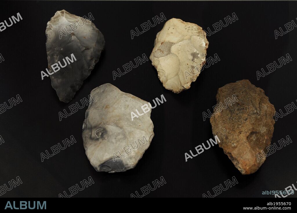 ARTE. PREHISTORIA. EUROPA. Hachas de mano. Herramientas sin terminar del Neolítico. Localizadas en distintos puntos de Dinamarca. Fecha sin determinar. Museo Nacional. Copenhague. Dinamarca. Europa.