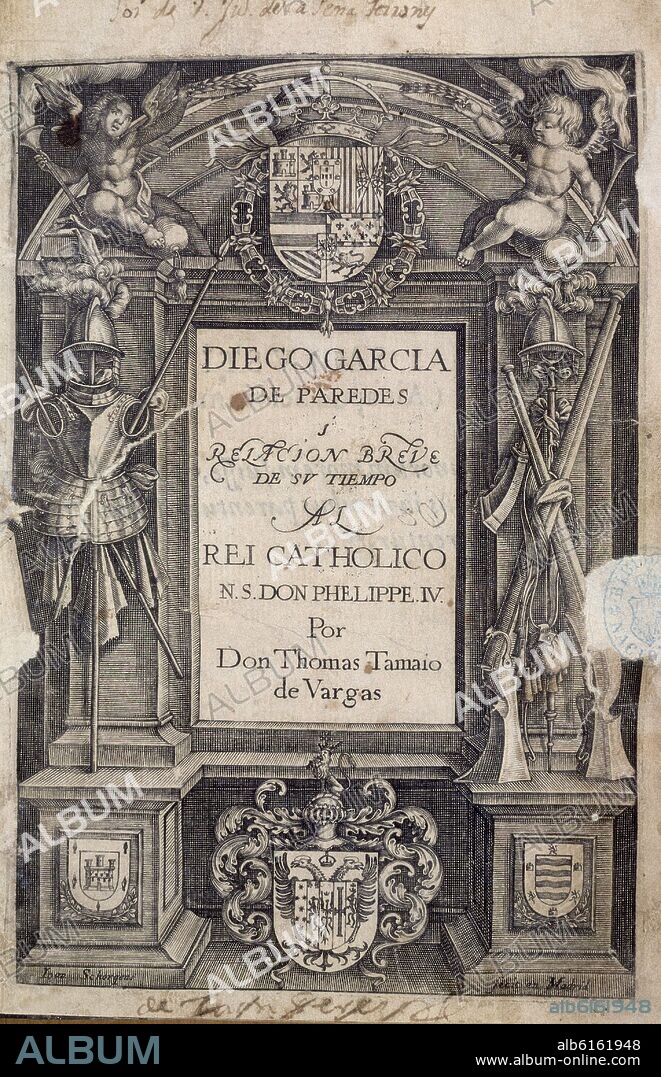 TOMAS TAMAYO DE VARGAS (1589-1641). DIEGO GARCIA DE PAREDES Y RELACION BREVE DE SU TIEMPO A FELIPE IV-PORTADA.