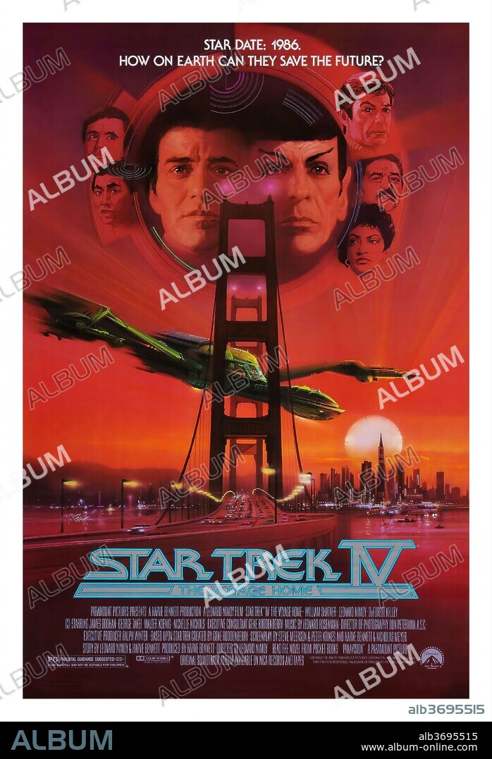 Poster of STAR TREK IV: THE VOYAGE HOME, 1986, directed by LEONARD NIMOY. Copyright PARAMOUNT PICTURES.