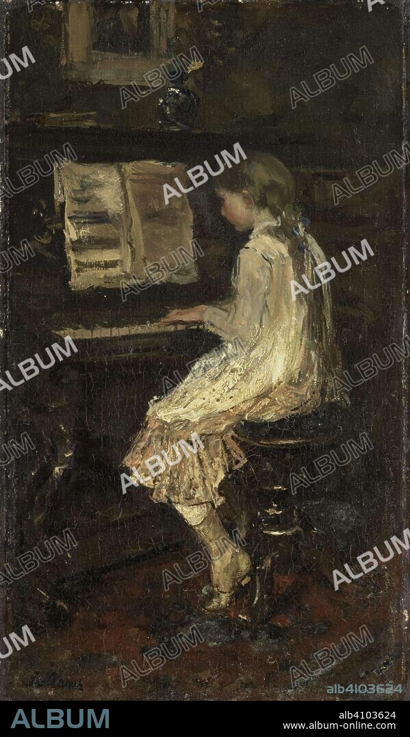 JACOB MARIS (mencionado en el objeto). Girl at the Piano. Dating: c. 1879. Measurements: h 36 cm × w 22 cm; d 9.5 cm.