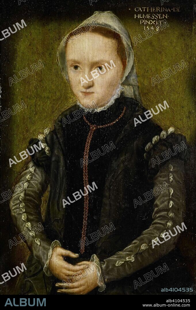 CATHARINA VAN HEMESSEN (MENTIONED ON OBJECT). Portrait of a Woman, probably a Self Portrait. Dating: 1548. Measurements: h 23 cm × w 15.2 cm; h 34.7 cm × w 27 cm × d 2.5 cm.