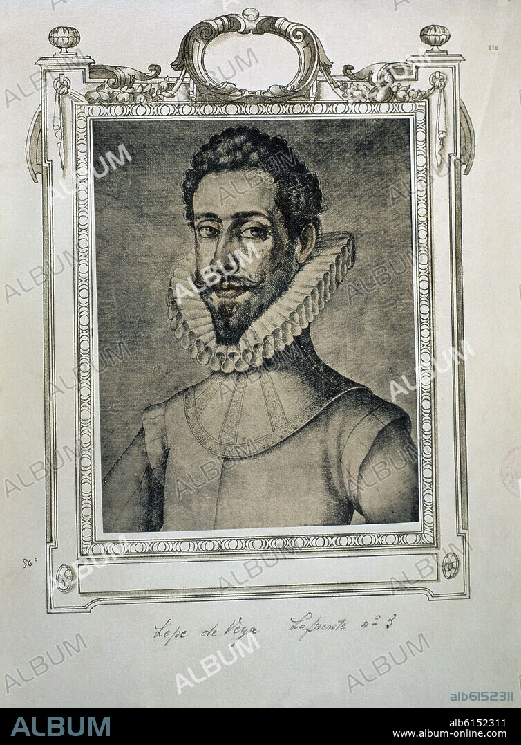 FRANCISCO PACHECO. FELIX LOPE DE VEGA Y CARPIO (1562-1635) - DRAMATURGO ESPAÑOL - LIBRO DE RETRATOS DE ILUSTRES Y MEMORABLES VARONES - 1599.