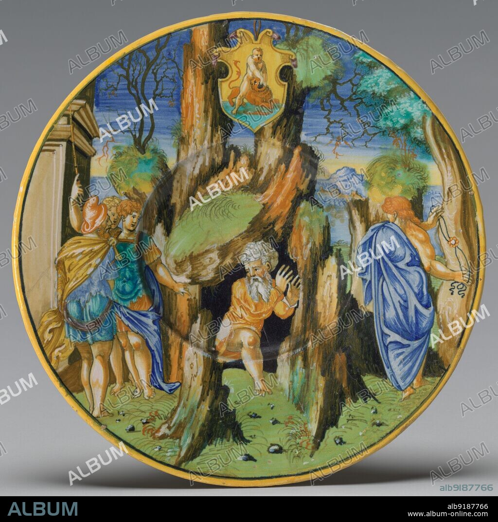FRANCESCO XANTO AVELLI. Plate with Amphiaraus and Eriphyle (from the Hercules Service), 1532.