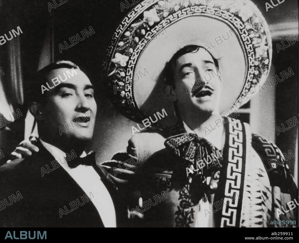 JORGE NEGRETE and PEDRO VARGAS in THE IMMORTAL CHARRO, 1955 (CHARRO INMORTAL), directed by RAFAEL E. PORTAS.