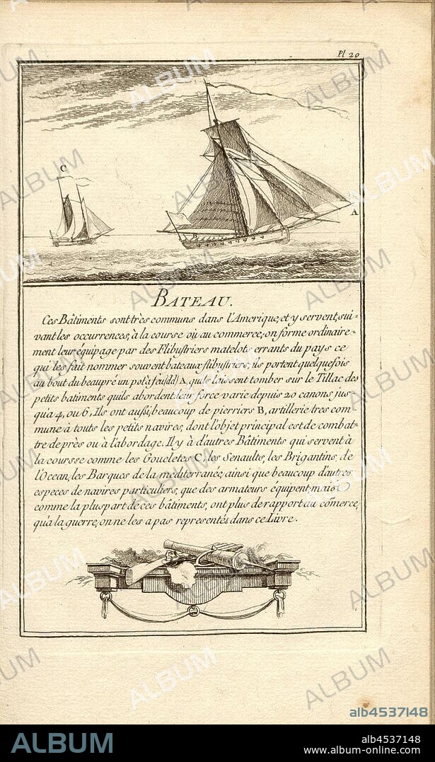 Boat, Type of ship, Pl. 20, Ozanne: Marine militaire ou recueil des différens vaisseaux qui servent à la guerre: suivis des manoeuvres qui ont le plus de raport au combat ainsi qu'à l'ataque et la déffese des ports. Paris: chez Chereau, [17--].