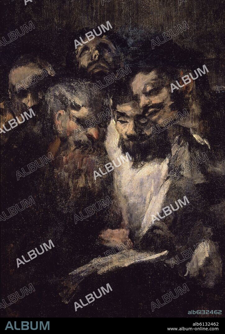 FRANCISCO DE GOYA. LA LECTURA O LOS POLITICOS - DETALLE - 1820-1823 - PINTURA MURAL PASADA A LIENZO - PINTURAS NEGRAS - NP 766 - CONJUNTO 10028.