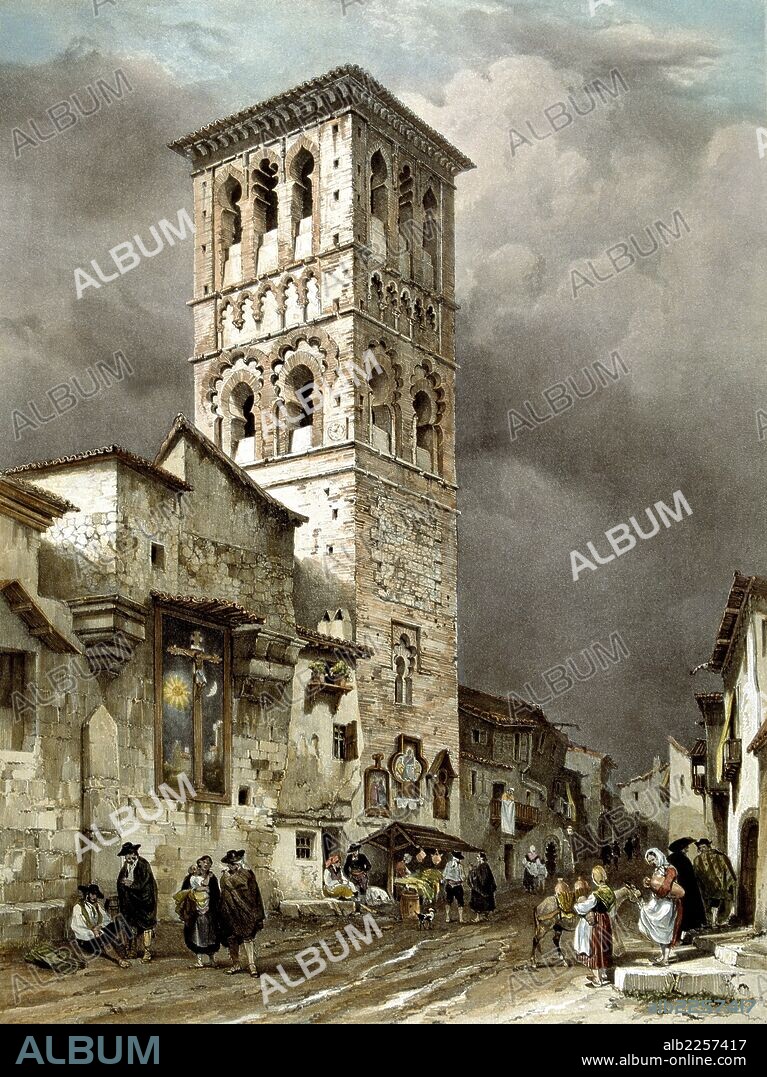 TOLEDO. IGLESIA DE SANTO TOME. DIBUJO DE GENARO PEREZ DE VILLAAMIL. PARIS 1842 - 12850.