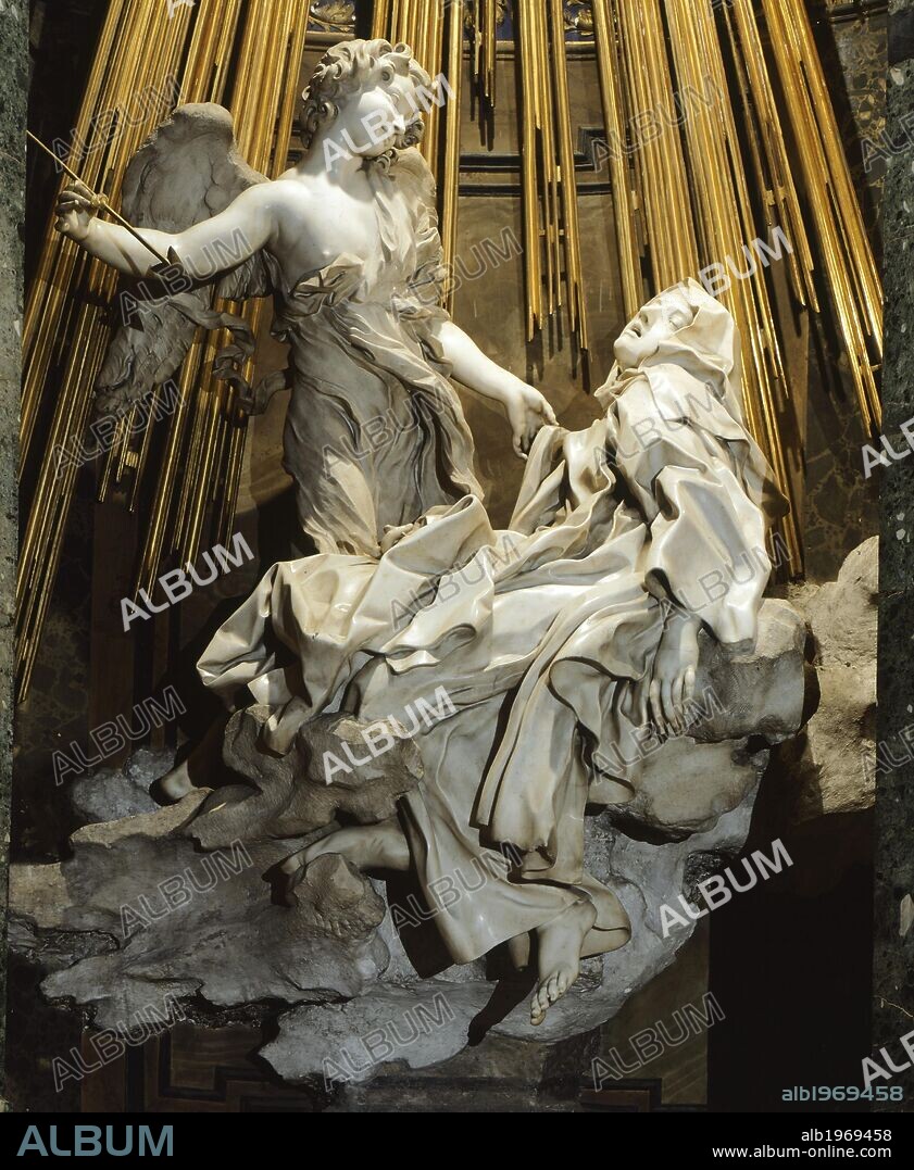The Ecstasy of St Teresa of Avila, 1647-1652, by Gian Lorenzo Bernini (1598-1680). Church of Santa Maria della Vittoria in Rome, Lazio.