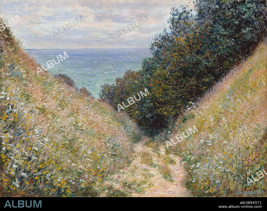 CLAUDE MONET. Road at La Cavée, Pourville. Date/Period: 1882. Painting. Oil on canvas. Height: 603 mm (23.74 in); Width: 816 mm (32.12 in).