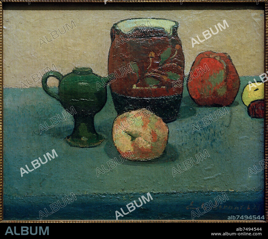 Emile Bernard; 1868-1941. "Still life with stone jug and apples", 1887. Oil on canvas, 46 × 55 cm. Paris, Musée d'Orsay.