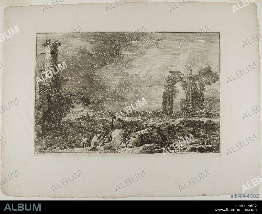 The Shipwreck. Adrien Manglard; French, 1695-1760. Date: 1753-1754. Dimensions: 285 × 422 mm (plate); 440 × 590 mm (sheet). Etching in black on ivory laid paper. Origin: France.