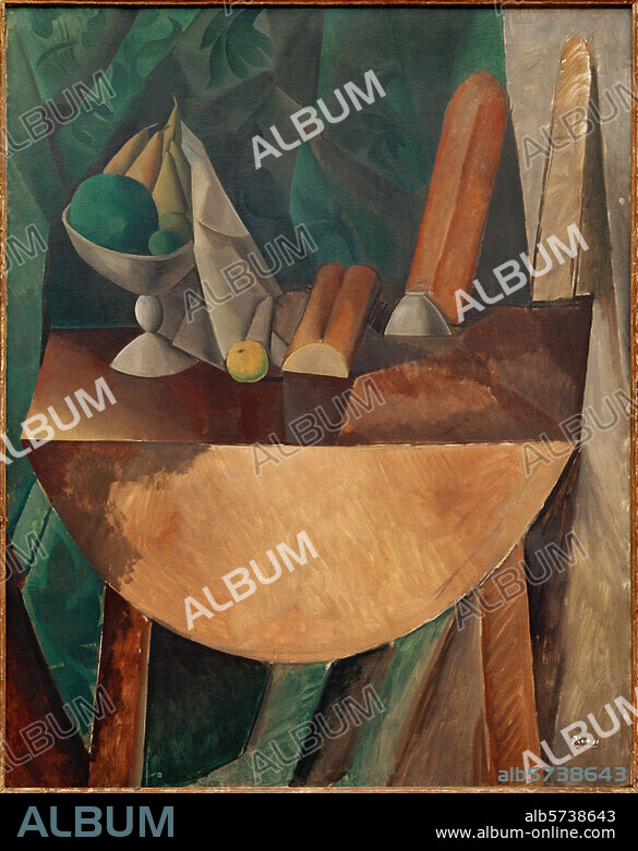 PABLO PICASSO. Picasso, Pablo 1881-1973. - "Pains et compotier aux fruits sur une table", hiver 1908-09. Huile sur toile, H. 1,64 ; L. 1,325. Nr. 2261. Basel, Kunstmuseum.