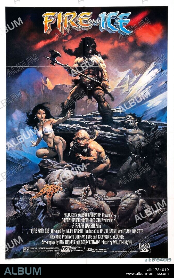 Poster de TYGRA, HIELO Y FUEGO, 1983 (FIRE AND ICE), dirigida por RALPH BAKSHI. Copyright POLYC INTERNATIONAL BV.